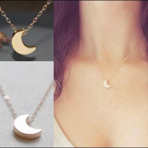 Jewelry - (FINAL) Silver & Gold Small Crescent Moon Necklace